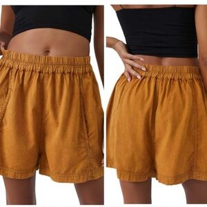 Free People Get Free Pull-on Poplin Shorts Small Orange Athleisure
